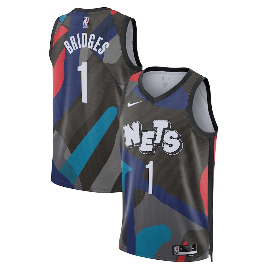 Men Brooklyn Nets #1 Mikal Bridges Nike Black City Edition 2023-24 Swingman NBA Jersey